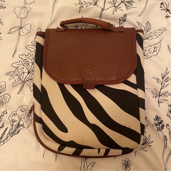 Weight Watchers Handbags - WW Weight Watchers Zebra Stripe & Faux Brown Leather Lunch Tote Bag - insulated